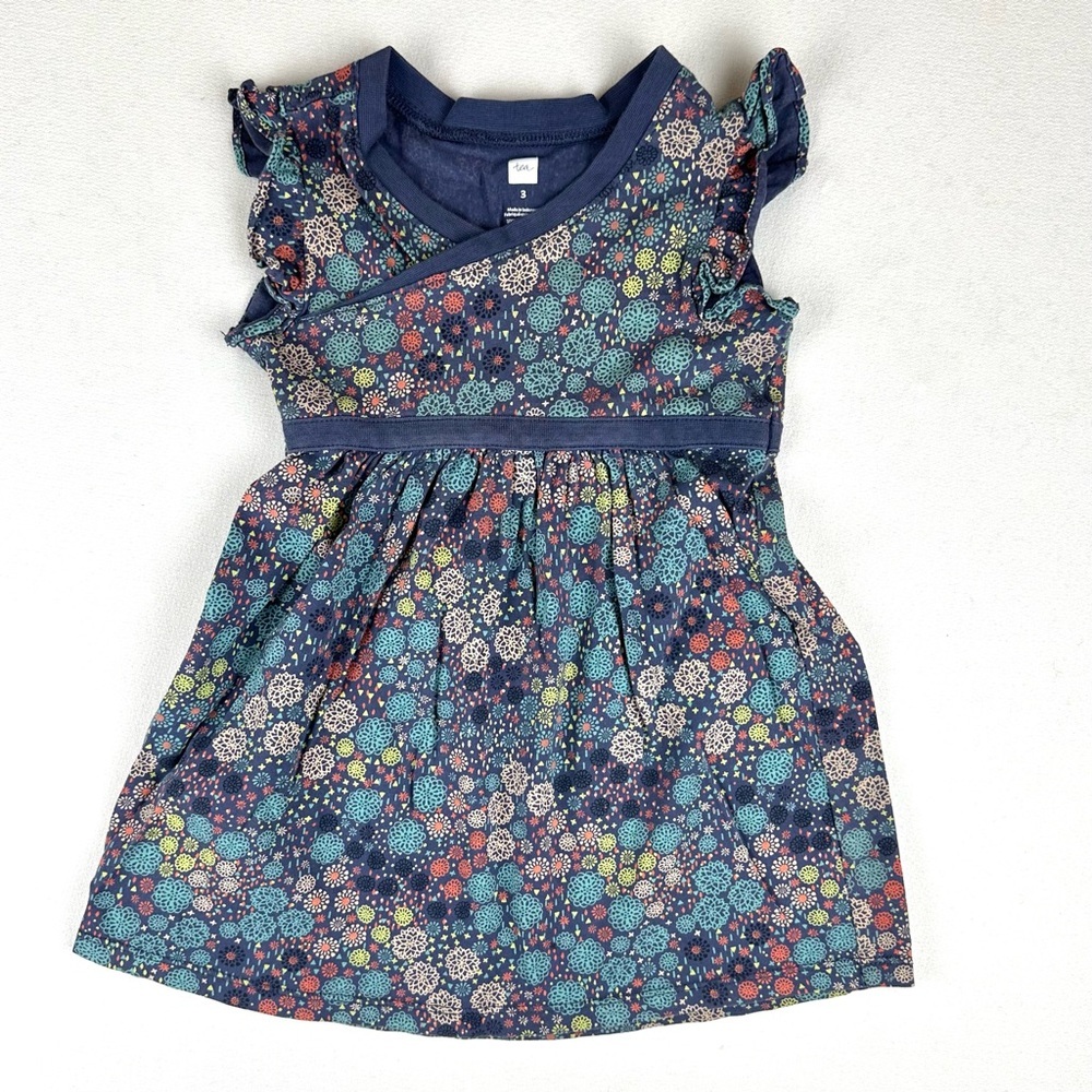 Tea Collection Faux Wrap‎ Floral Knit Dress Cotton Size 3